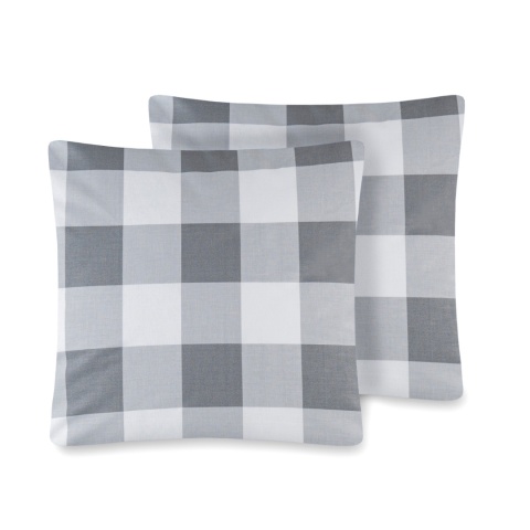 Poszewka Bawełniana 40x40 cm Szara Krata 2 sztuki Poszewka Bawełniana 40x40 cm Szara Krata 2 sztuki