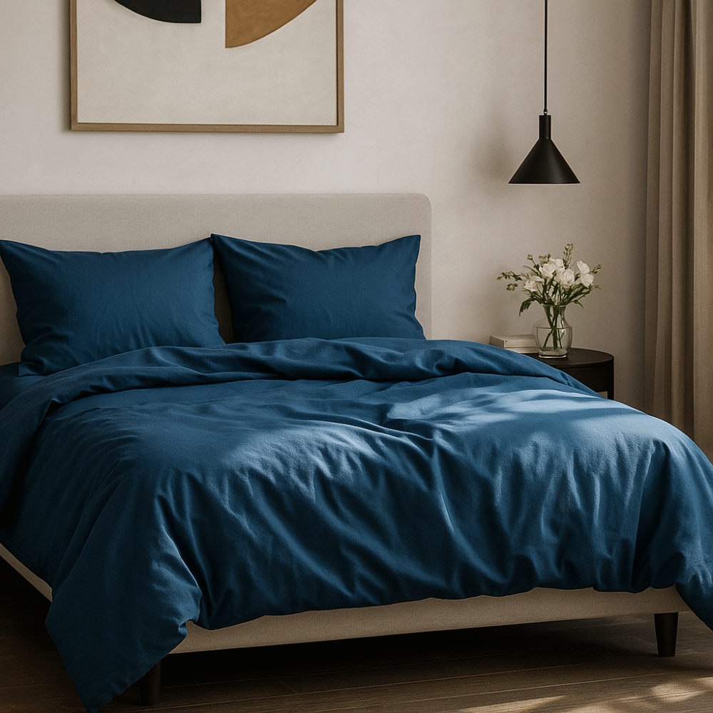 Pościel Bawełniana Ciemny Niebieski