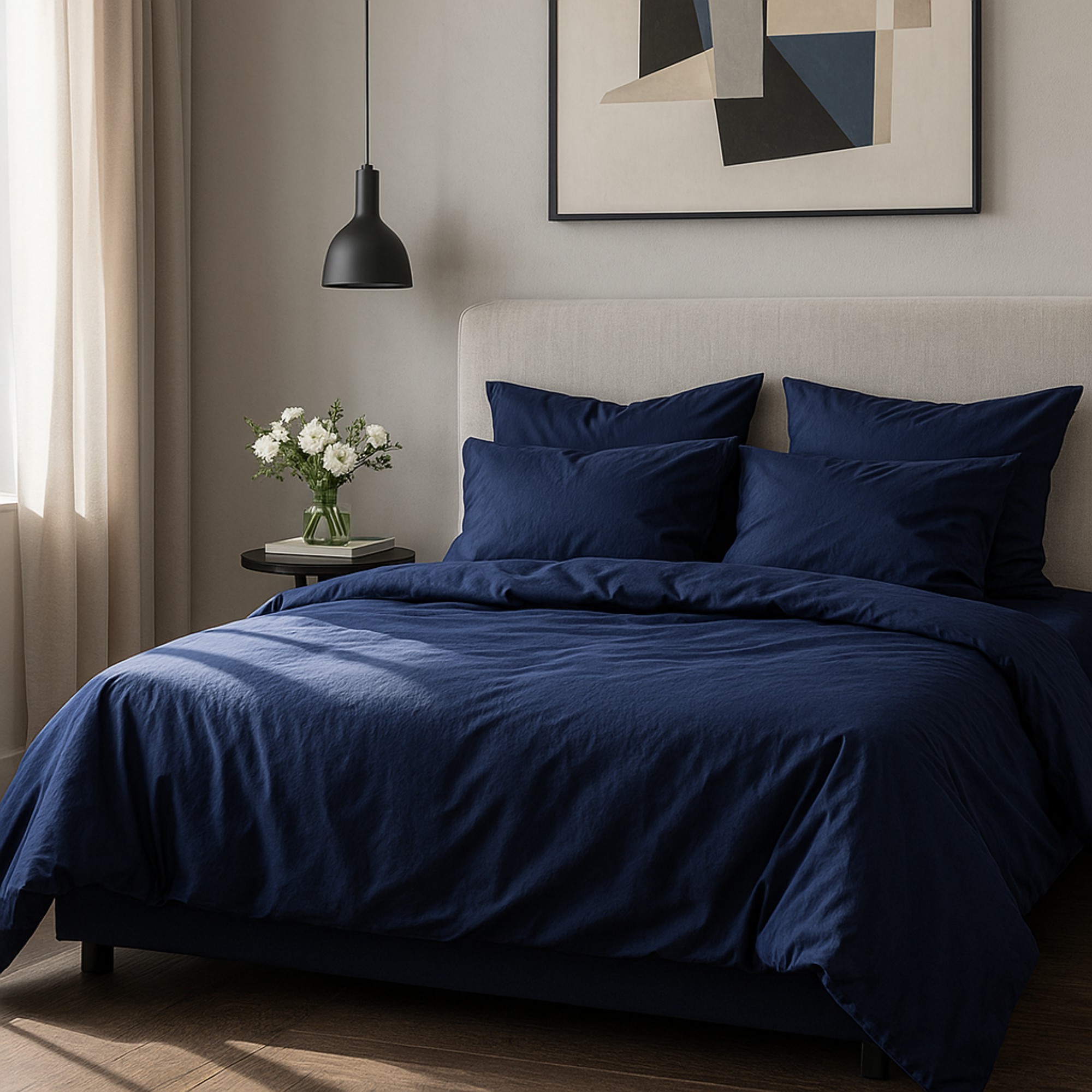 Pościel Bawełniana Granatowa - obrazek 3