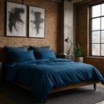 Pościel Bawełniana Ciemny Niebieski