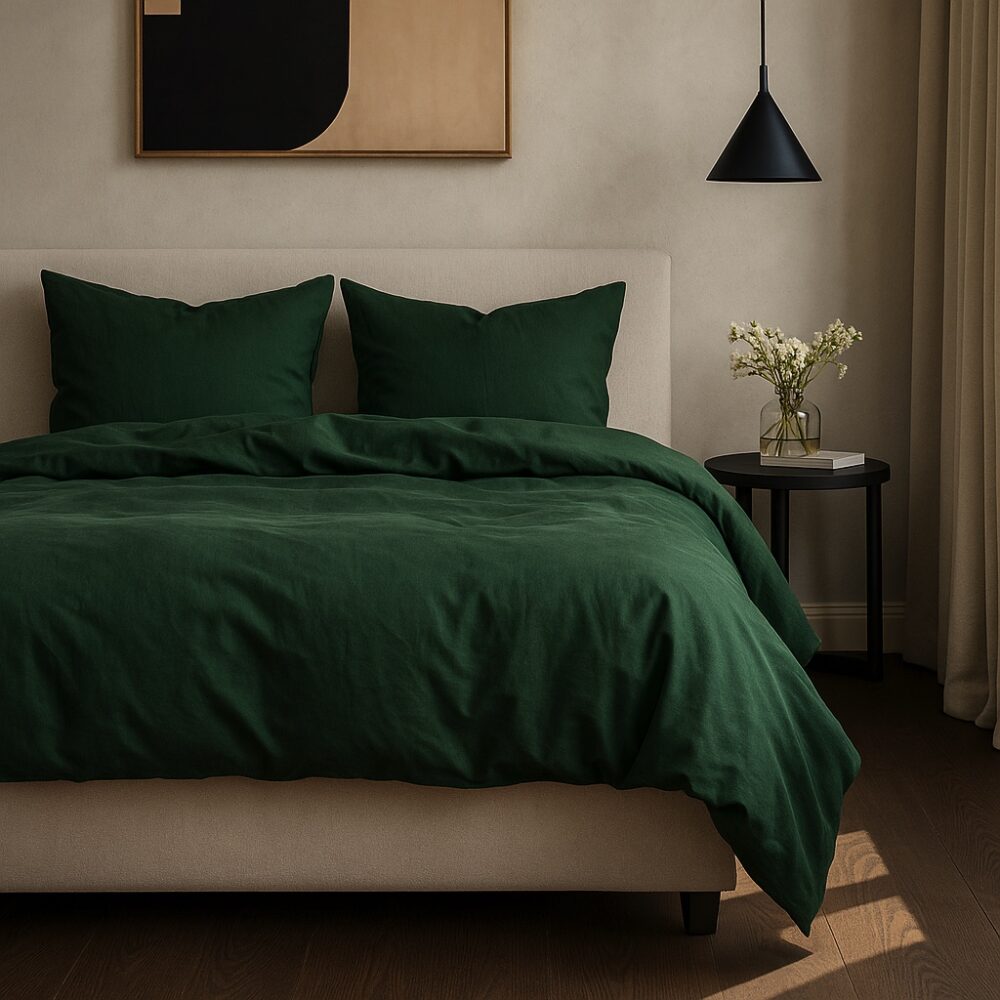 Pościel Bawełniana Butelkowa Zieleń