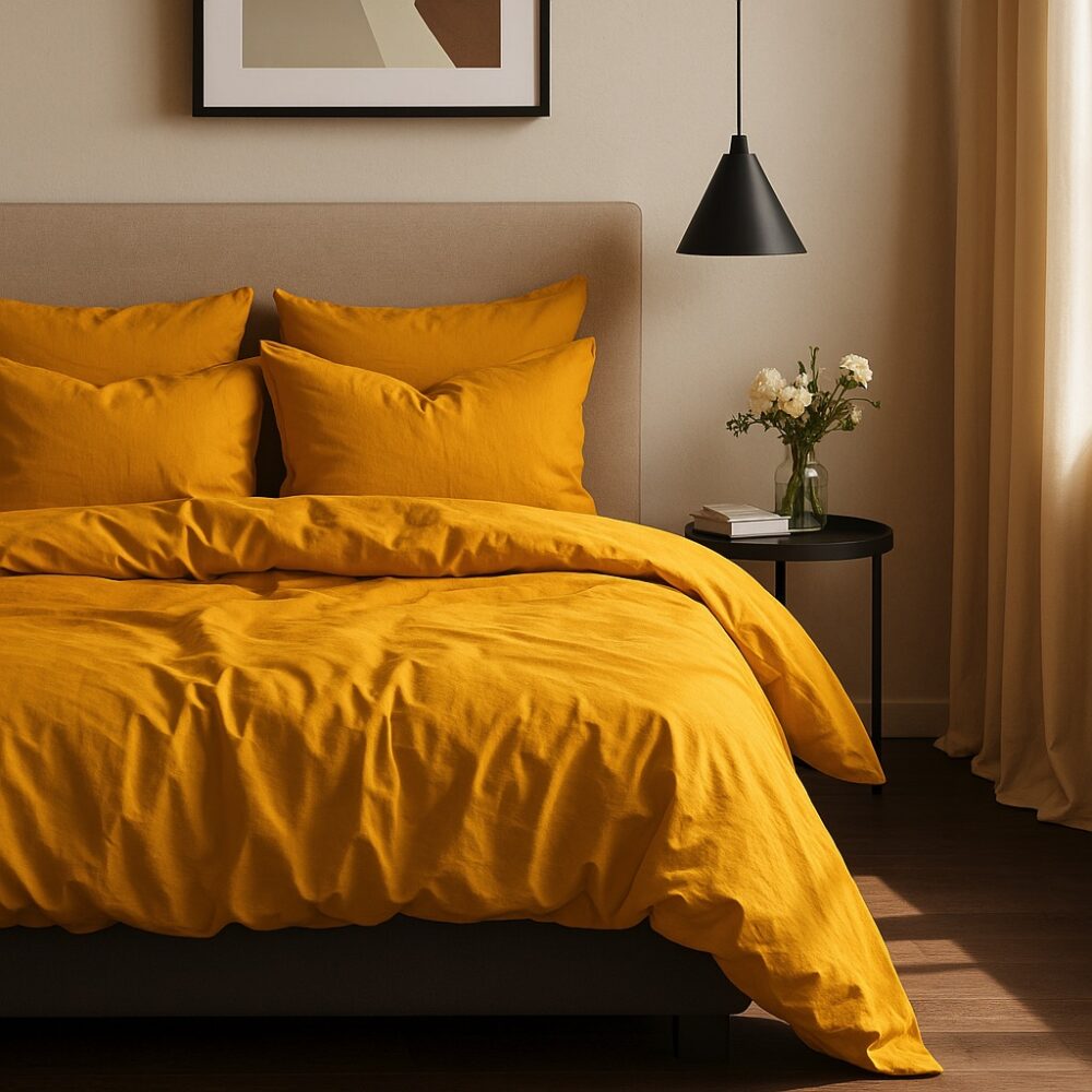 Pościel Bawełniana Musztardowa