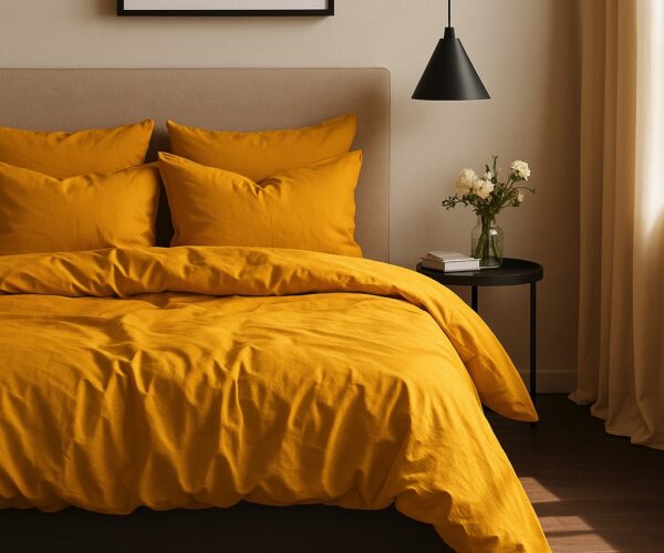 Pościel Bawełniana Musztardowa