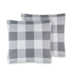 Poszewka Bawełniana 40x40 cm Szara Krata 2 sztuki