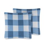 Poszewka Bawełniana 40x40 cm Niebieska Krata 2 sztuki